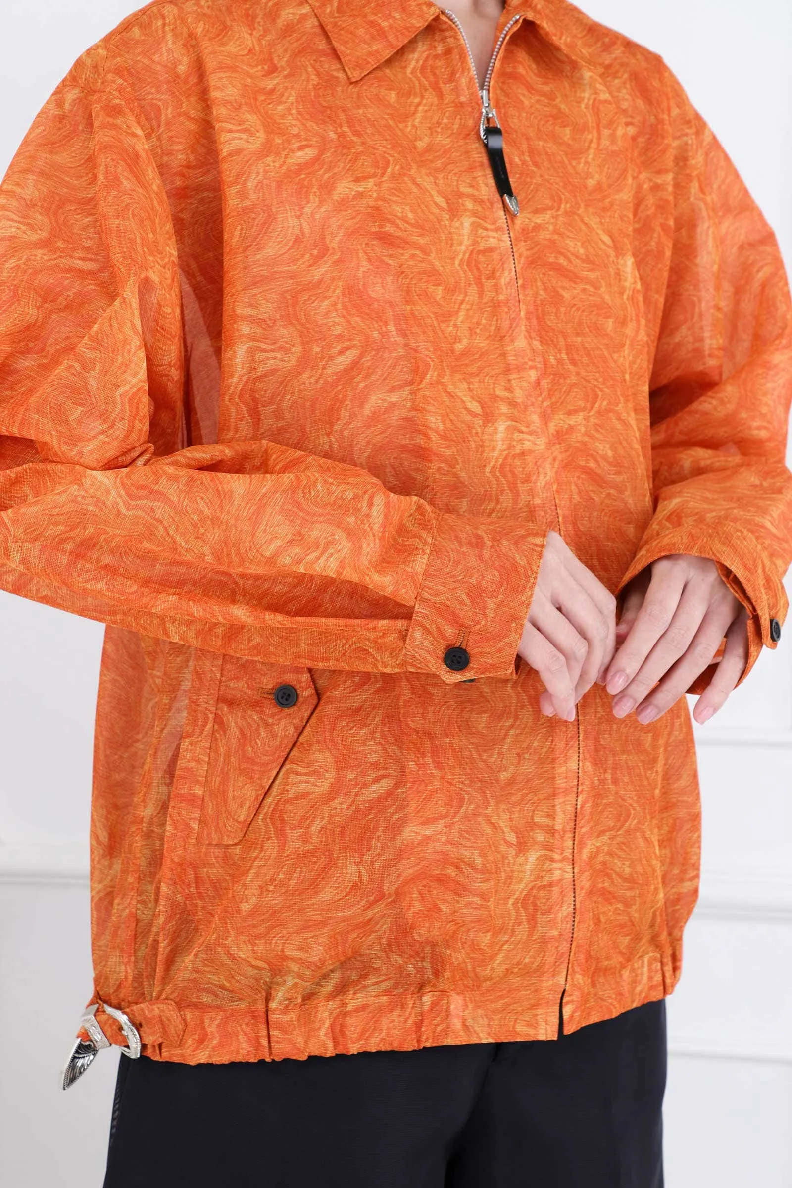 Orange Mesh Marble Print Jacket