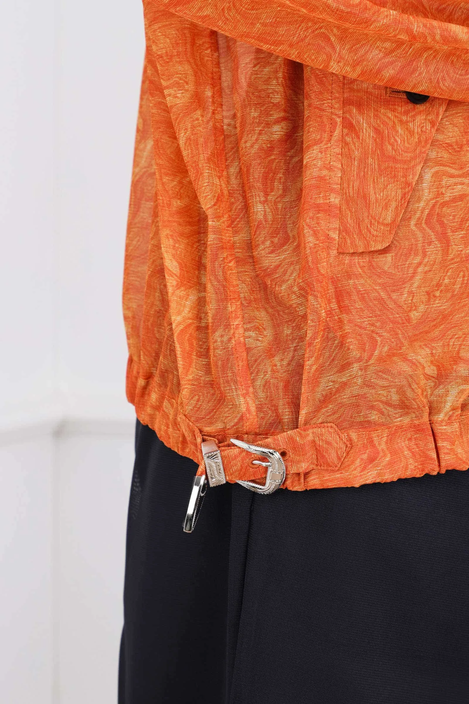 Orange Mesh Marble Print Jacket