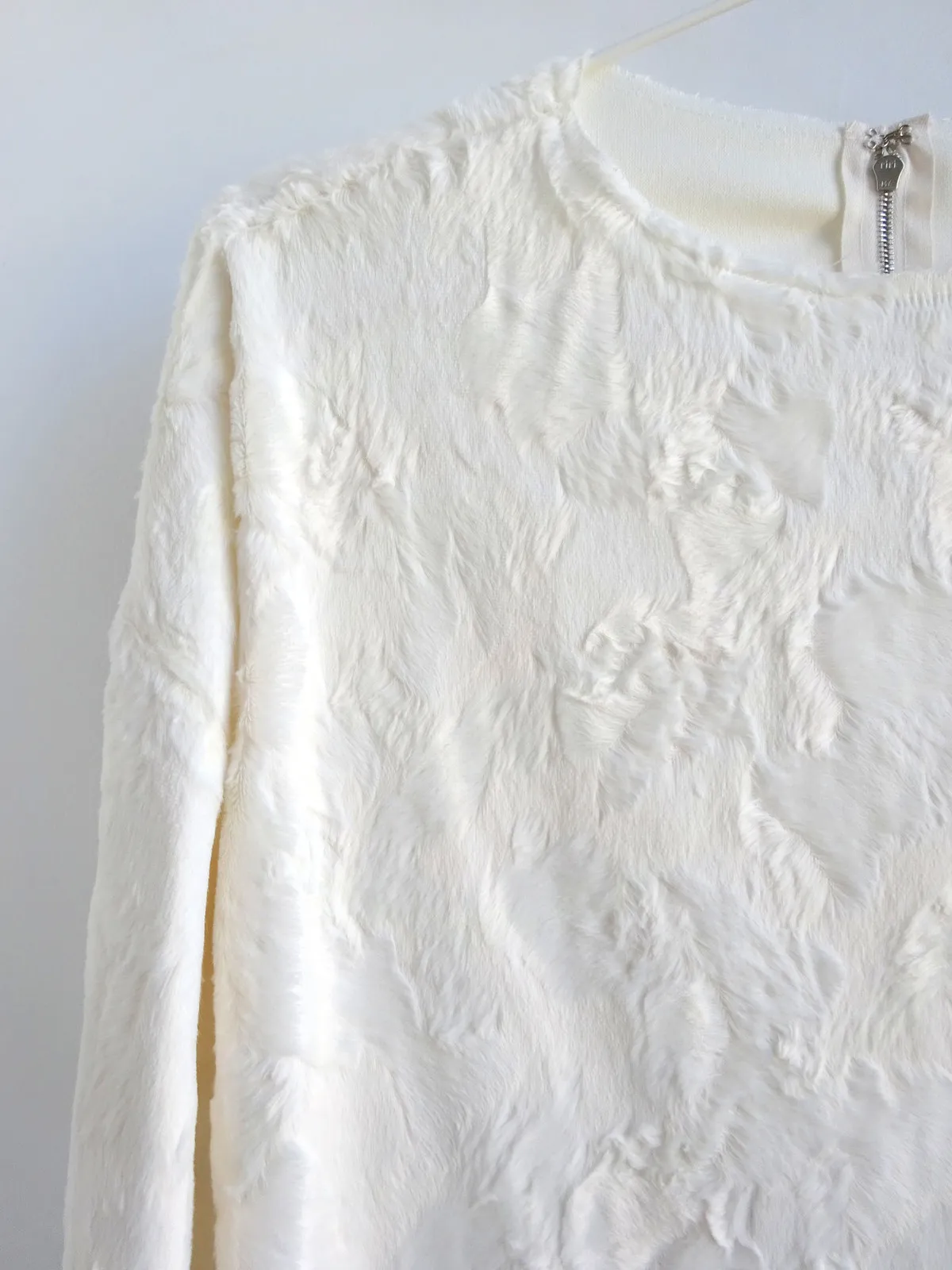 Oversized Faux Pony Sweater - White