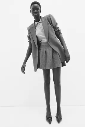 Pleated jersey skirt - High waist - Short - Dark grey/Pinstriped - Ladies | H&M GB