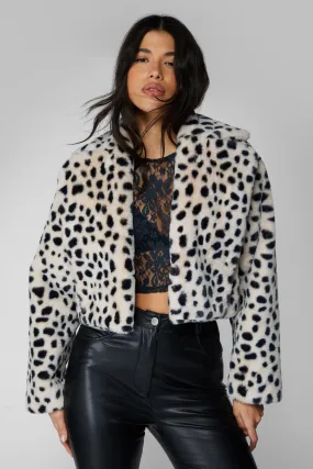 Premium Printed Faux Fur Crop Coat