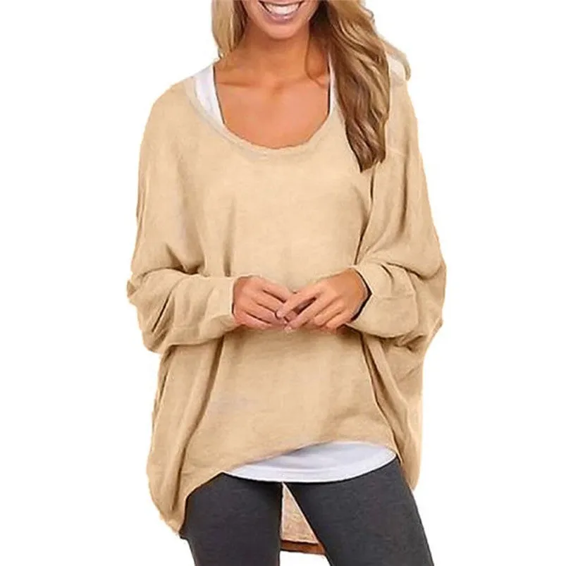 Pull Sweater Women Batwing Sleeve Loose Sweater Pullover Casual Top Christmas Sweater Fast Shipping Feida