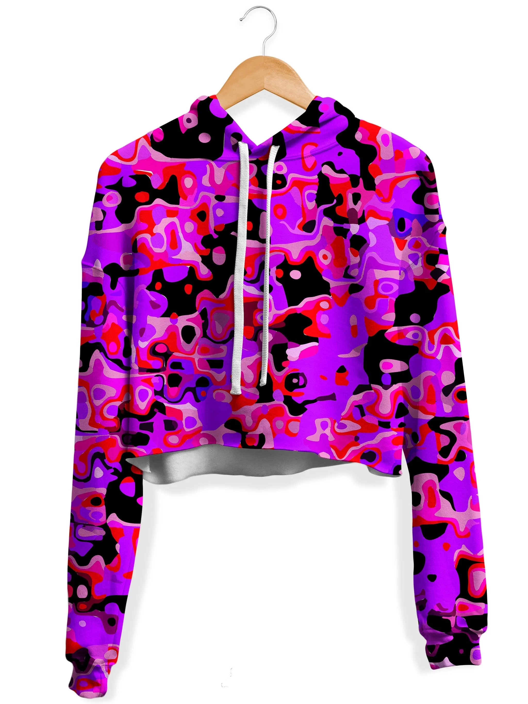 Purple Red and Black Rave Camo Melt Crop Hoodie and Leggings Combo