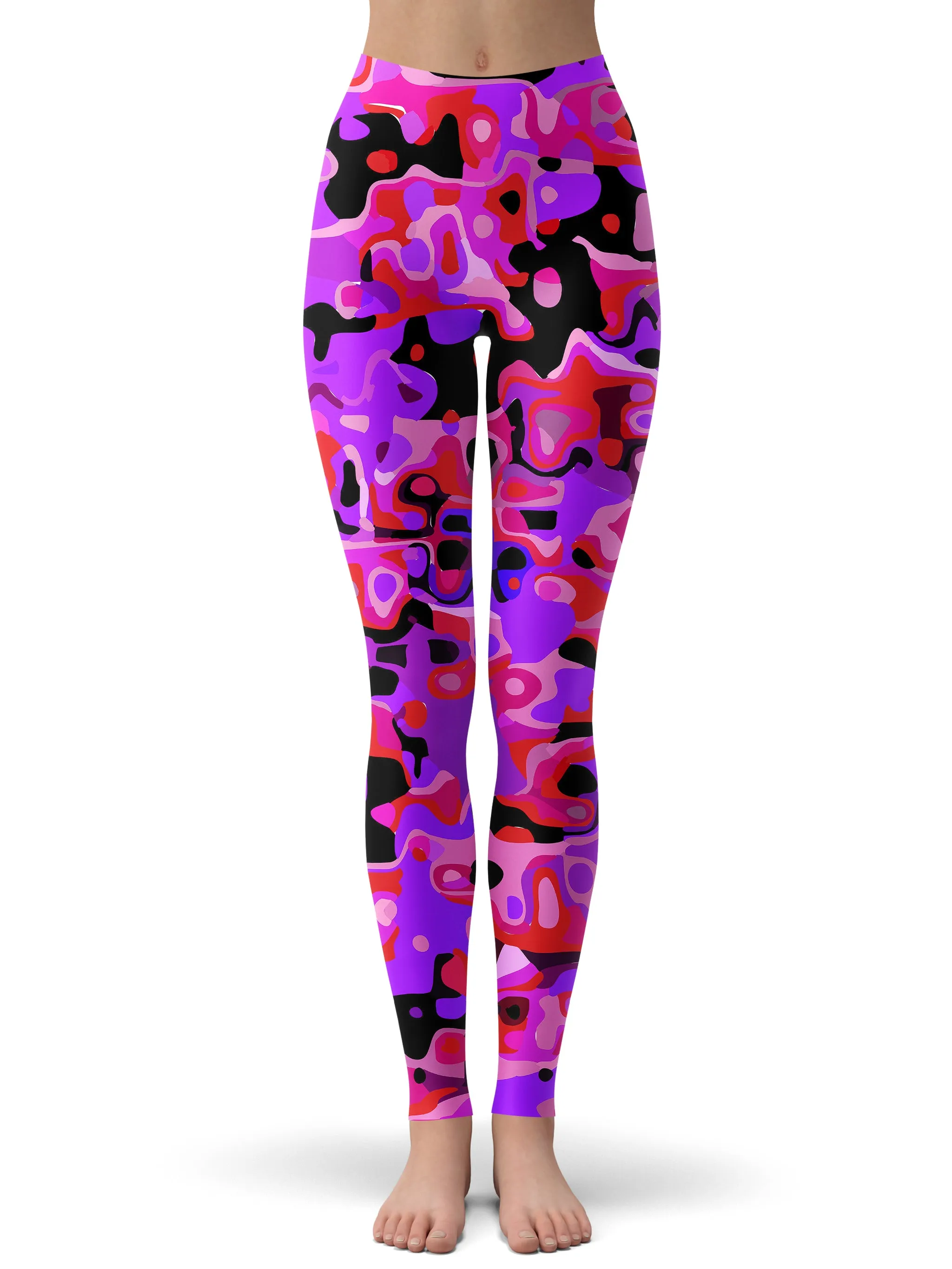 Purple Red and Black Rave Camo Melt Crop Hoodie and Leggings Combo