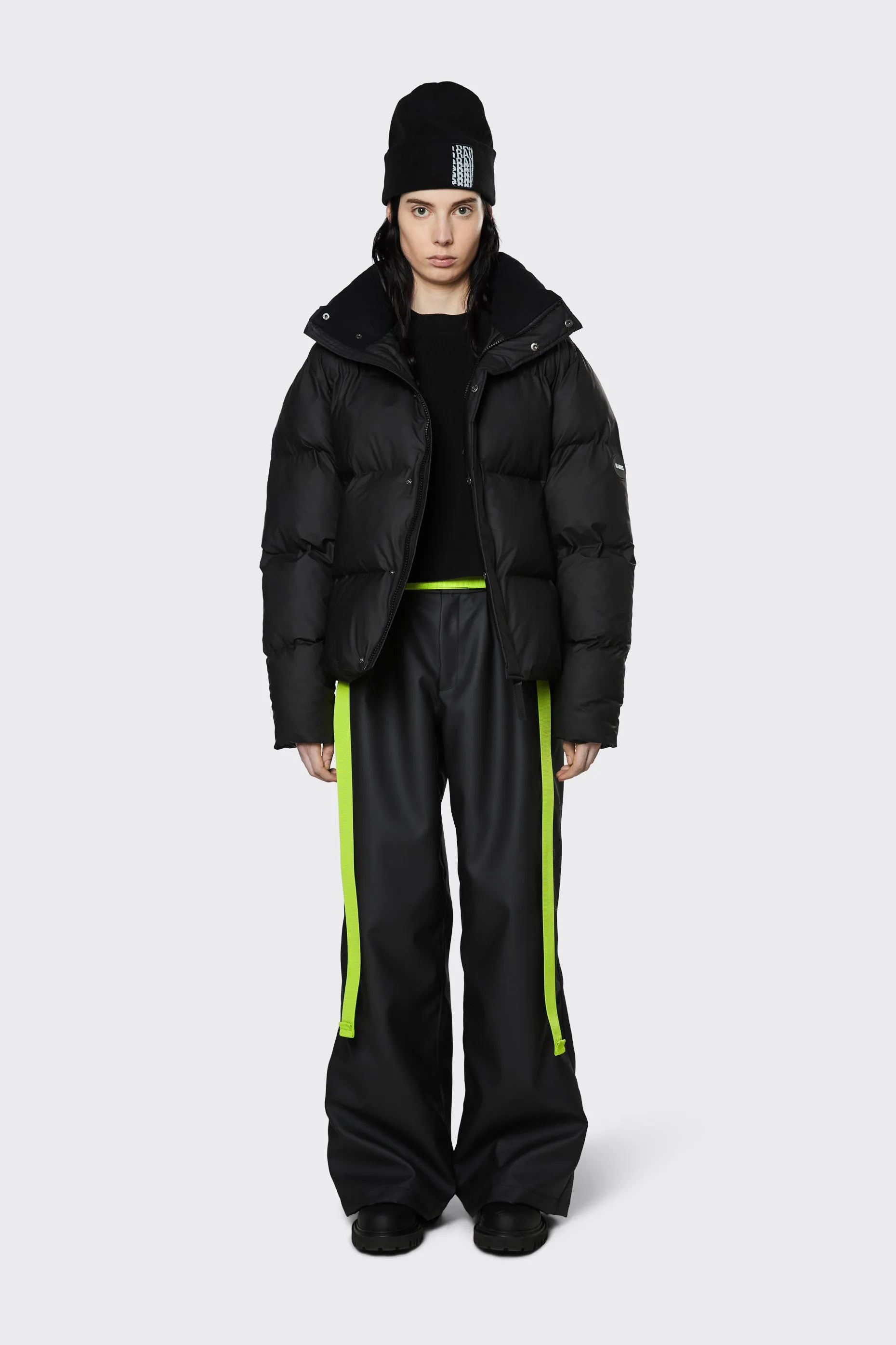  Rains      Boxy Puffer Jacket - Black 