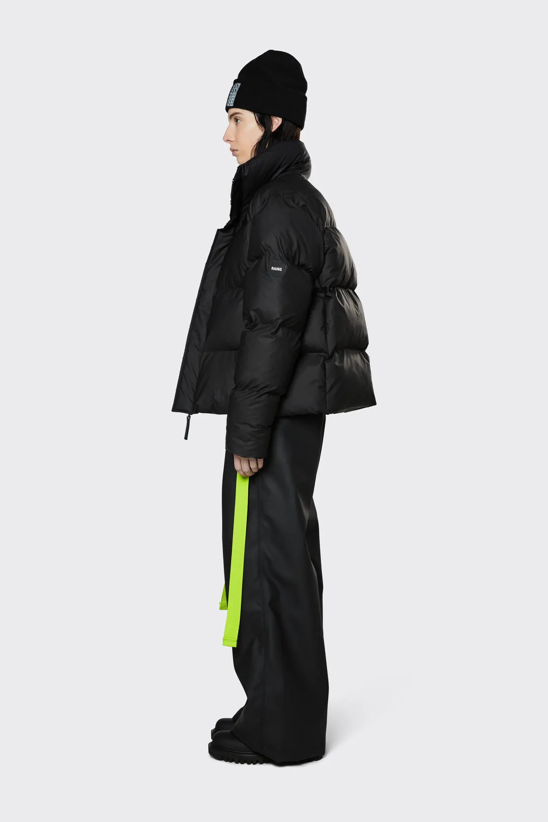  Rains      Boxy Puffer Jacket - Black 