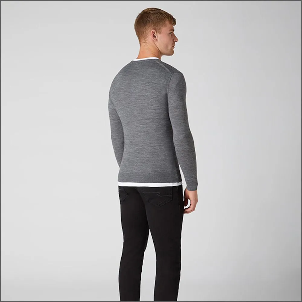 Remus Uomo Grey Slim Fit Merino Wool-Blend Sweater>>