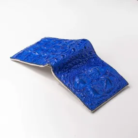 Royal Blue Crocodile Hornback Skin Leather Wallet