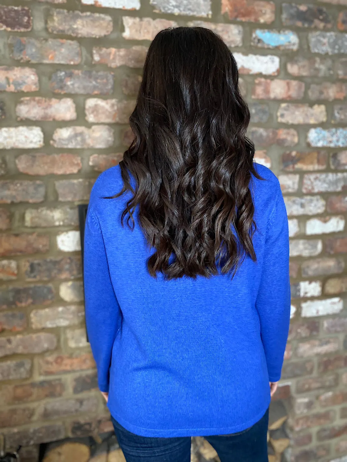 Royal Blue Diamante Detailed Knit Top Clara