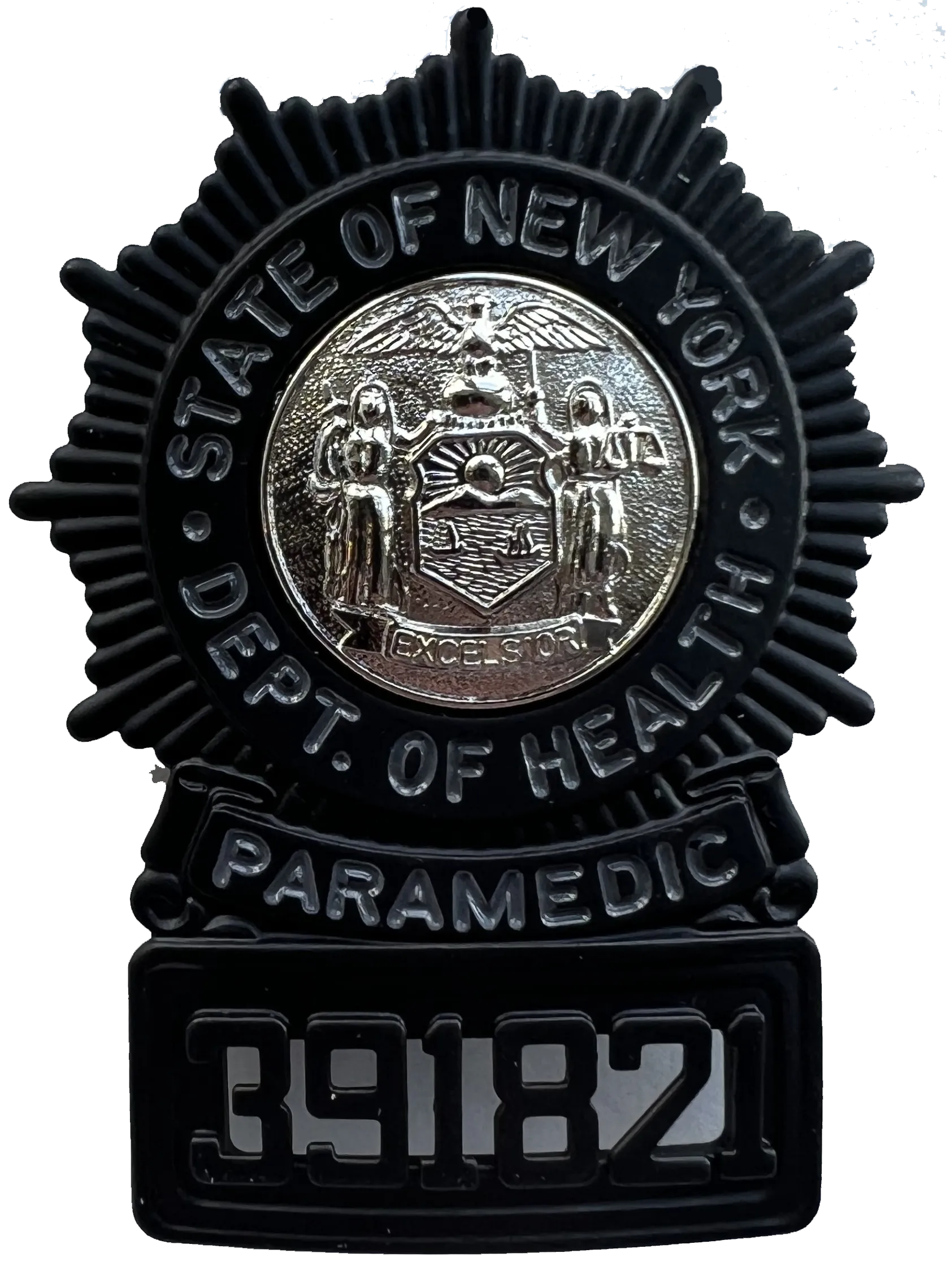 (S154B) STATE OF NEW YORK PARAMEDIC BADGE - MATTE BLACK