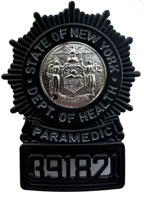 (S154B) STATE OF NEW YORK PARAMEDIC BADGE - MATTE BLACK