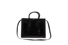 Saint Laurent Black Leather and Patent Centre Panel Small Sac De Jour