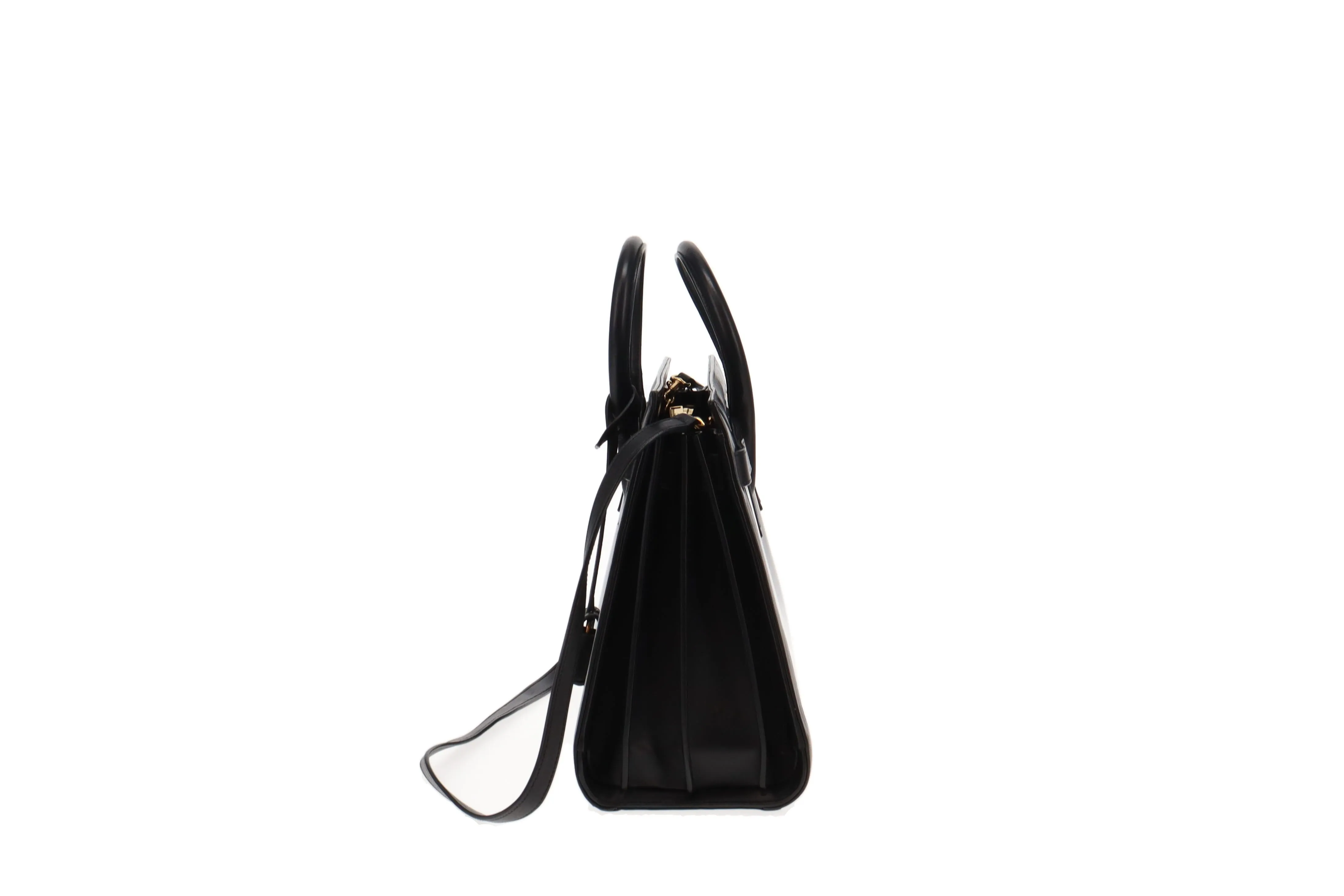 Saint Laurent Black Leather and Patent Centre Panel Small Sac De Jour