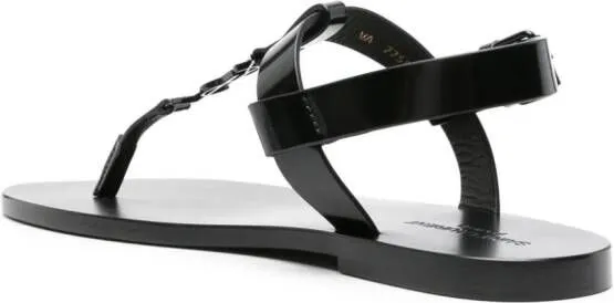 Saint Laurent Cassandre leather sandals Black