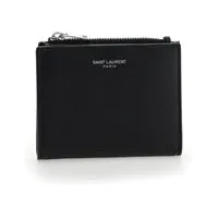 Saint Laurent Monogram Logo Zip Pouch - Black