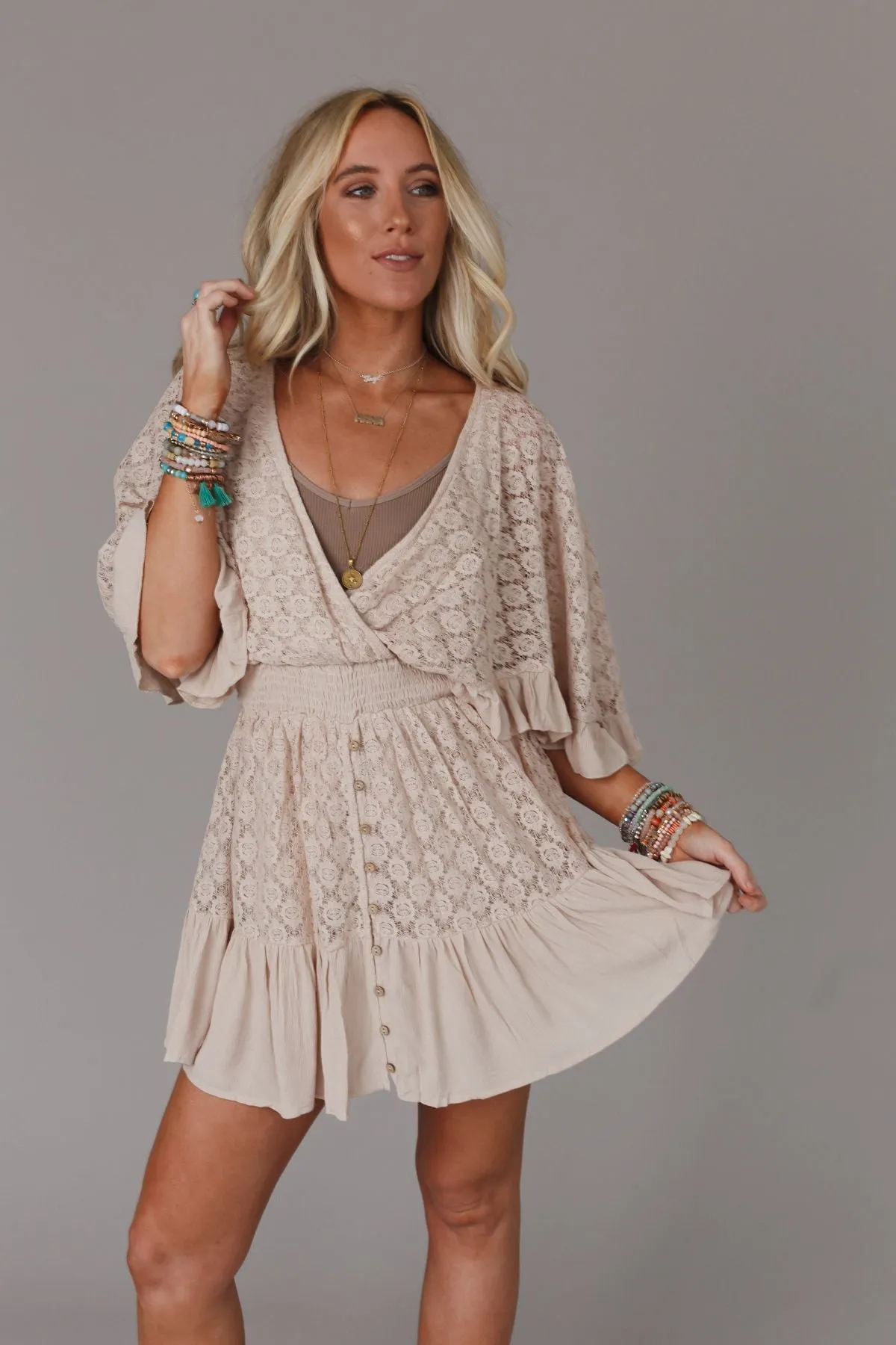 Samba Lace Skort Romper - Natural