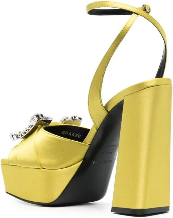 Sergio Rossi 130mm crystal-buckle platform sandals Yellow