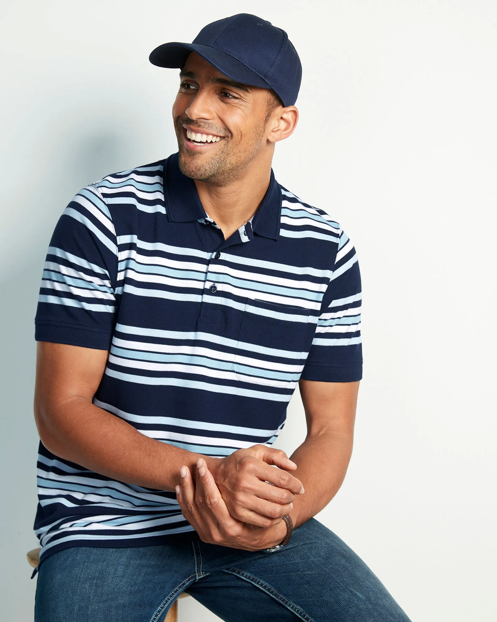 Signature Short Sleeve Stripe Pocket Polo Shirt
