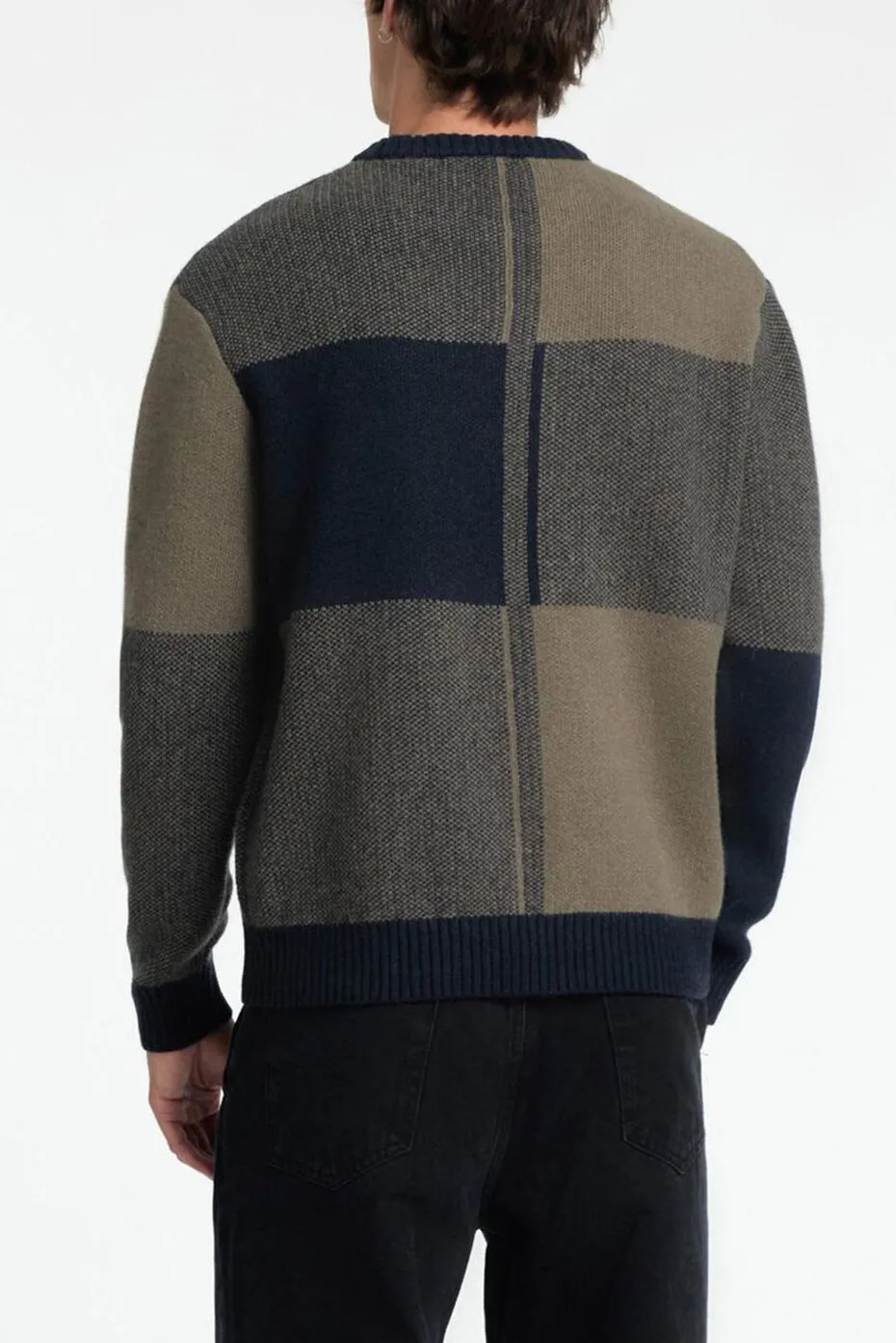 Sky Captain Checks Meio Knit Relaxed Crew Neck