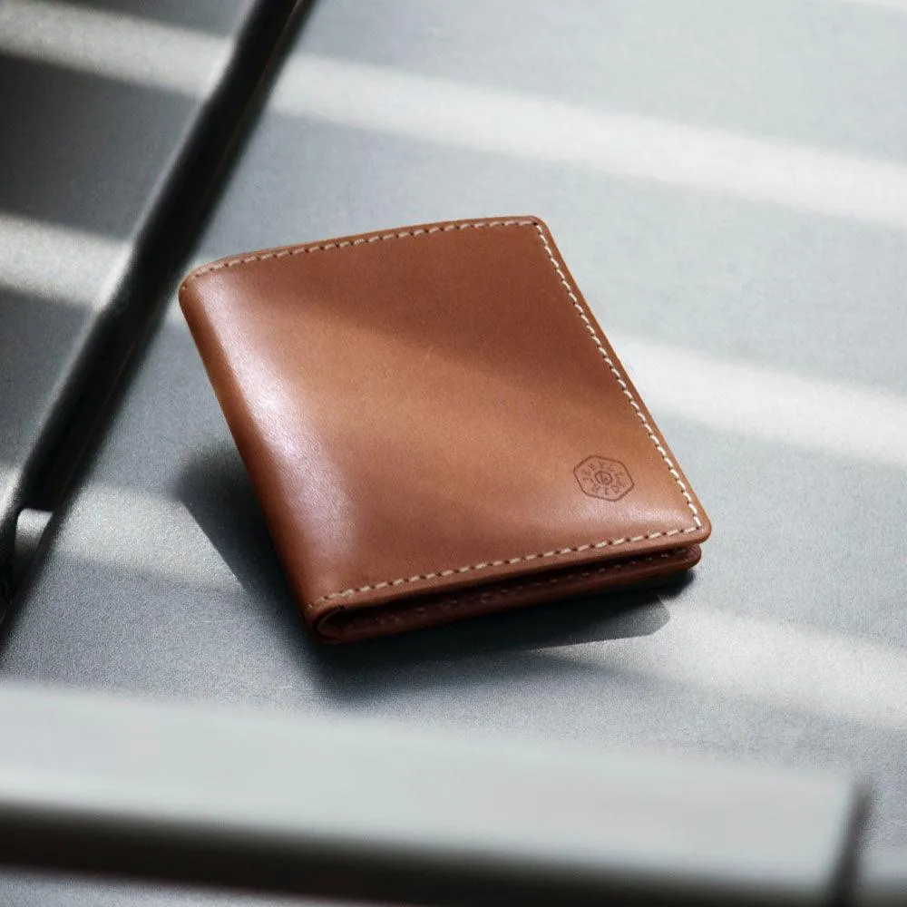 Slim Bifold Wallet with Coin, Tan