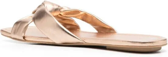 Stuart Weitzman knot-detail flat leather sandals Gold