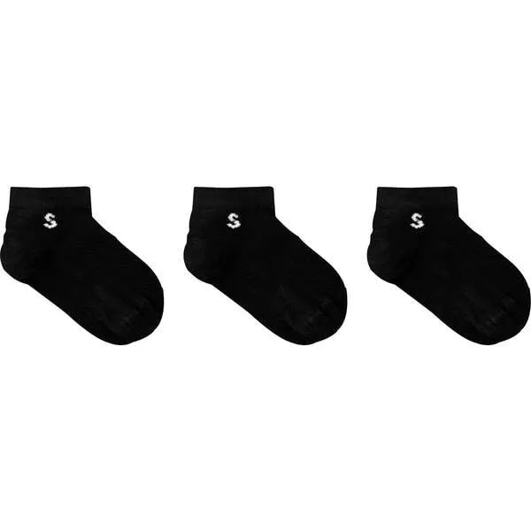 STUCKIES 3-Pack Sneaker Socks, Black