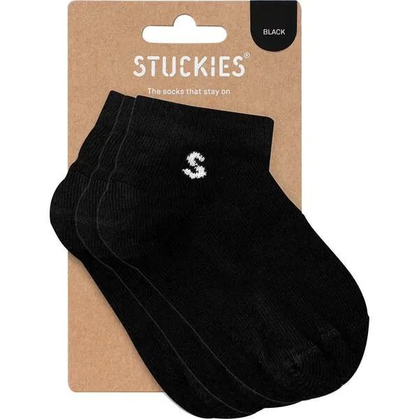 STUCKIES 3-Pack Sneaker Socks, Black