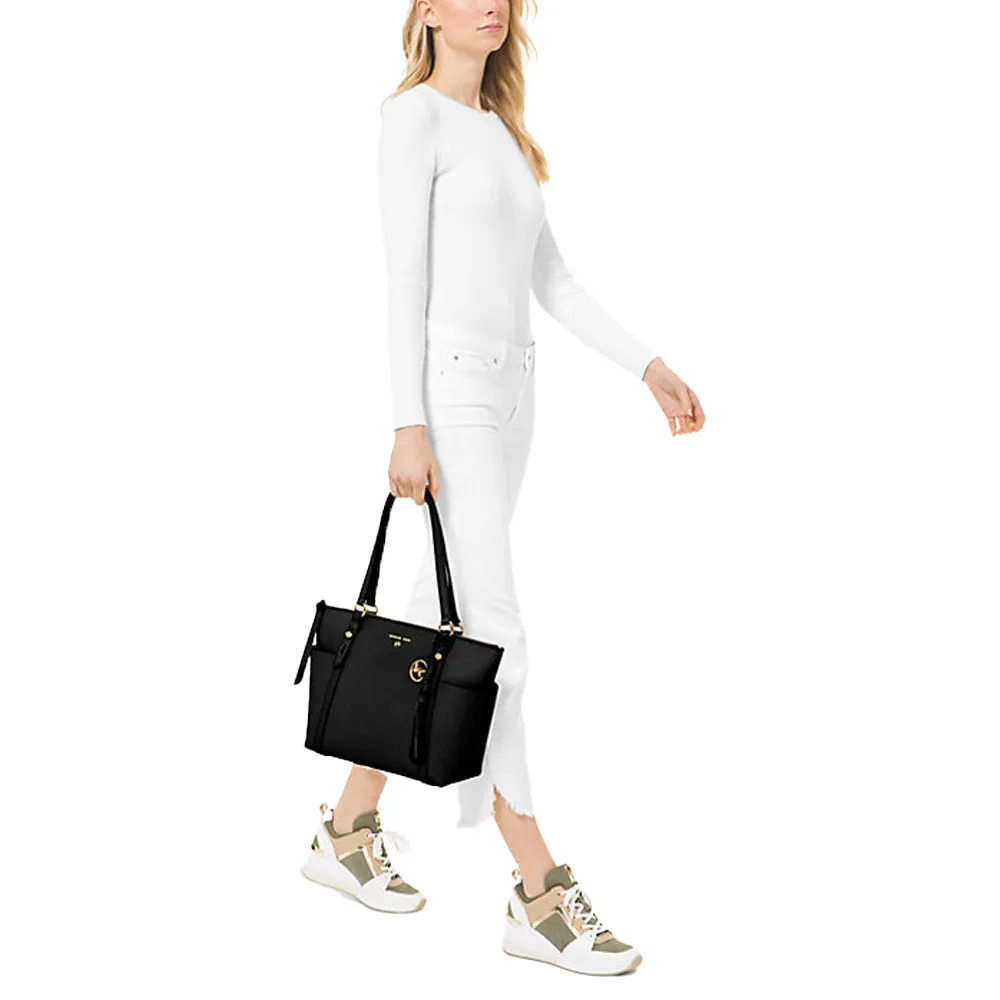 Sullivan Medium Saffiano Leather Top-Zip Tote Bag