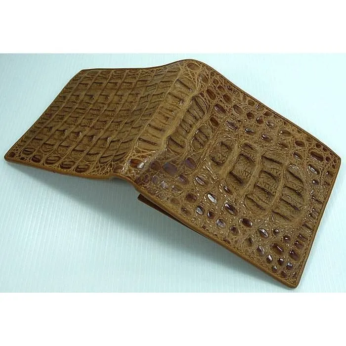 Tan Light Brown Crocodile Mens Wallet