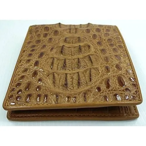 Tan Light Brown Crocodile Mens Wallet