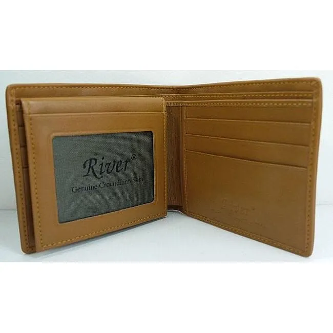 Tan Light Brown Crocodile Mens Wallet