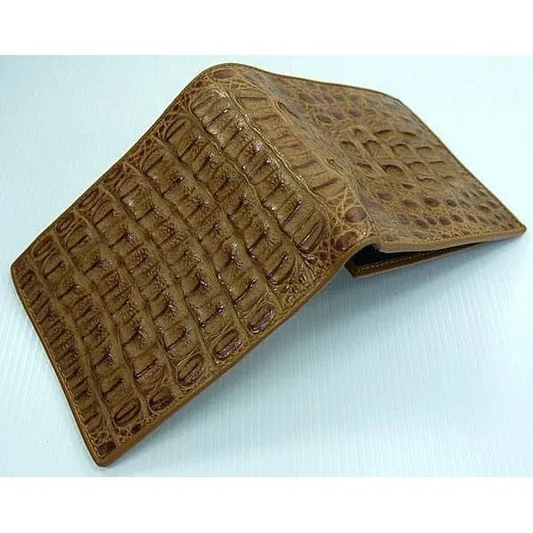 Tan Light Brown Crocodile Mens Wallet