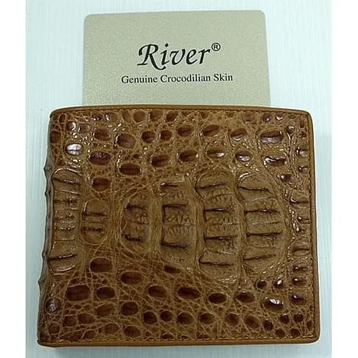 Tan Light Brown Crocodile Mens Wallet