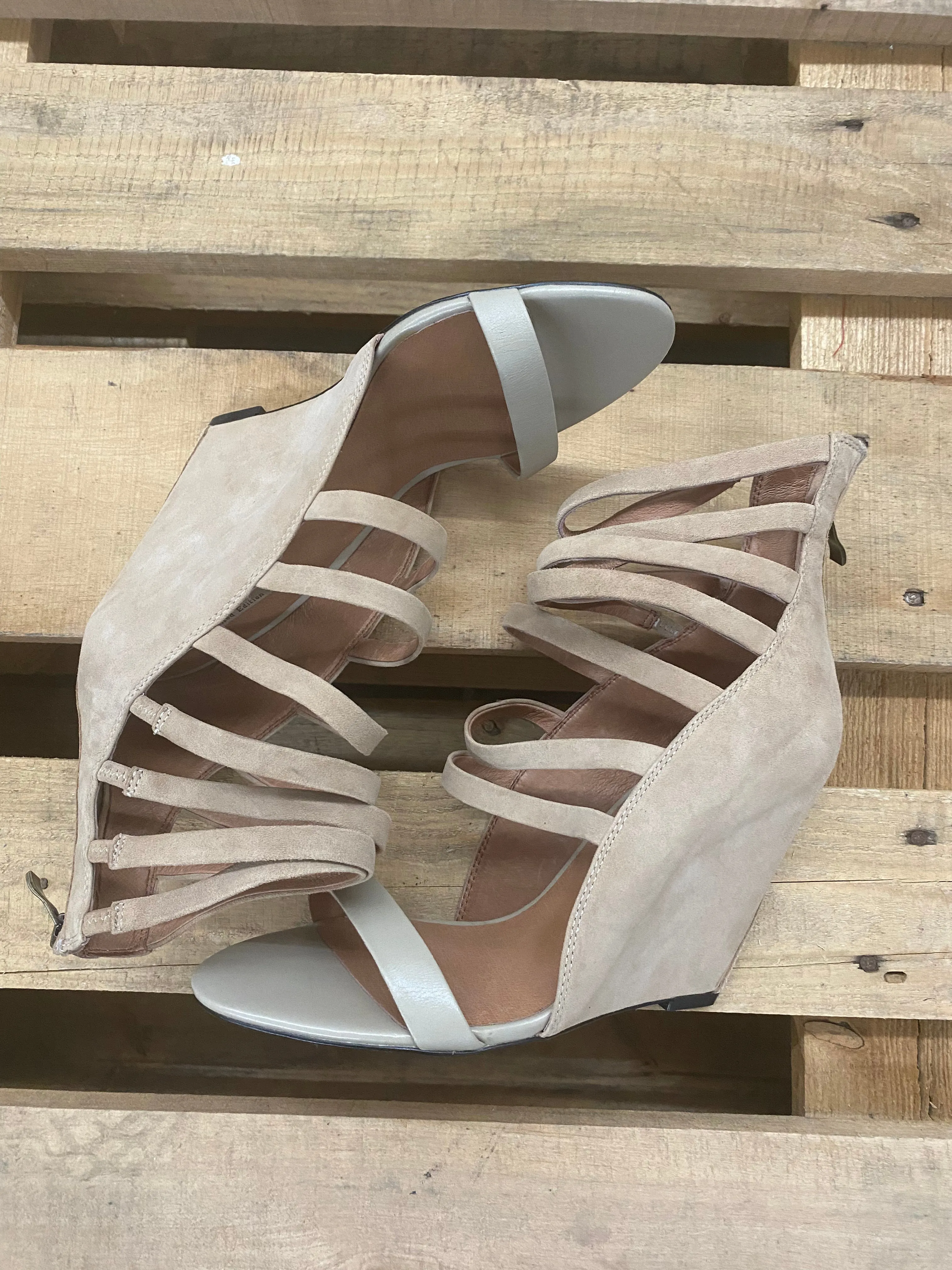 Taupe Strappy Suede Heels ~ Size 11 ~ Queen Bee’s Closet #596