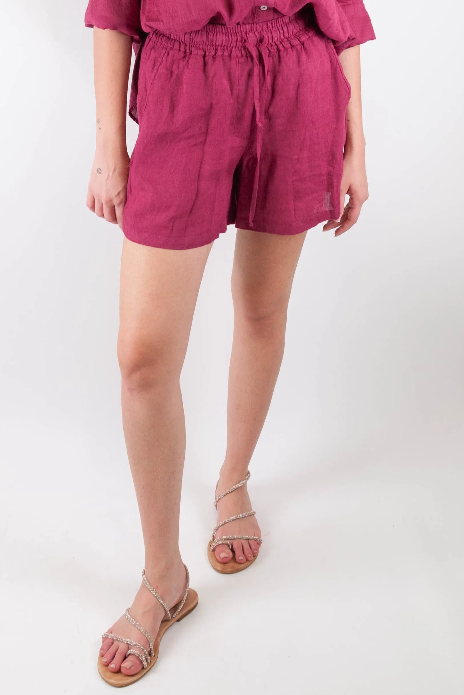 Tensione in - Shorts in puro lino con coulisse in taglia unica