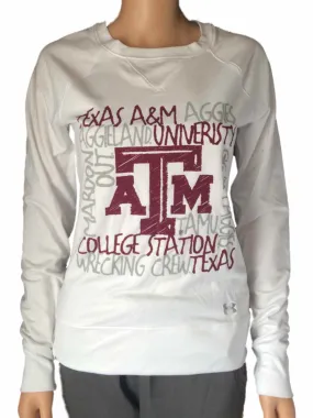 Texas A&M Aggies Under Armour Semi-Fitted WOMENS White LS Crew Sweatshirt (M)