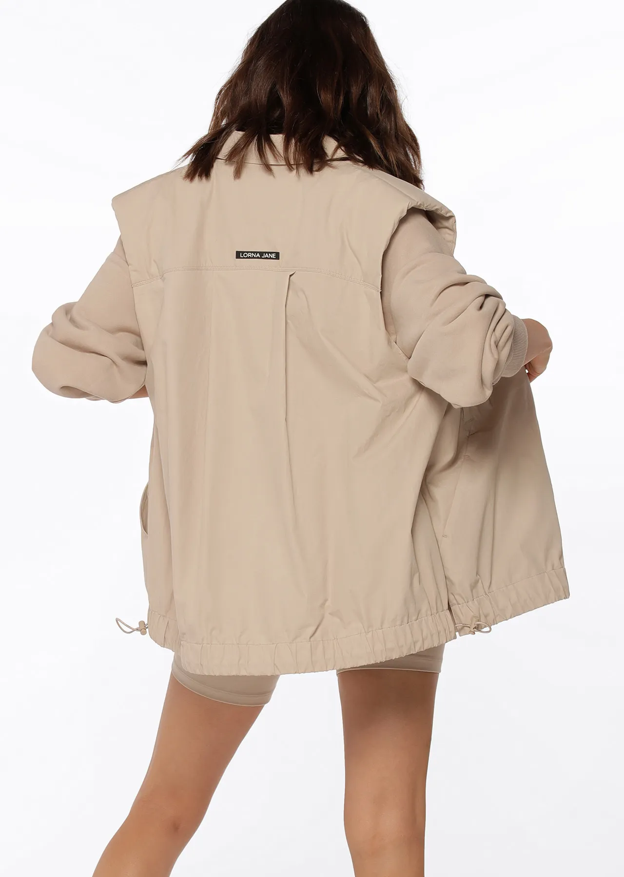 Throw Over Sleeveless Jacket | Beige | Jackets, Hoodies and Sweats | Lorna Jane New Zealand