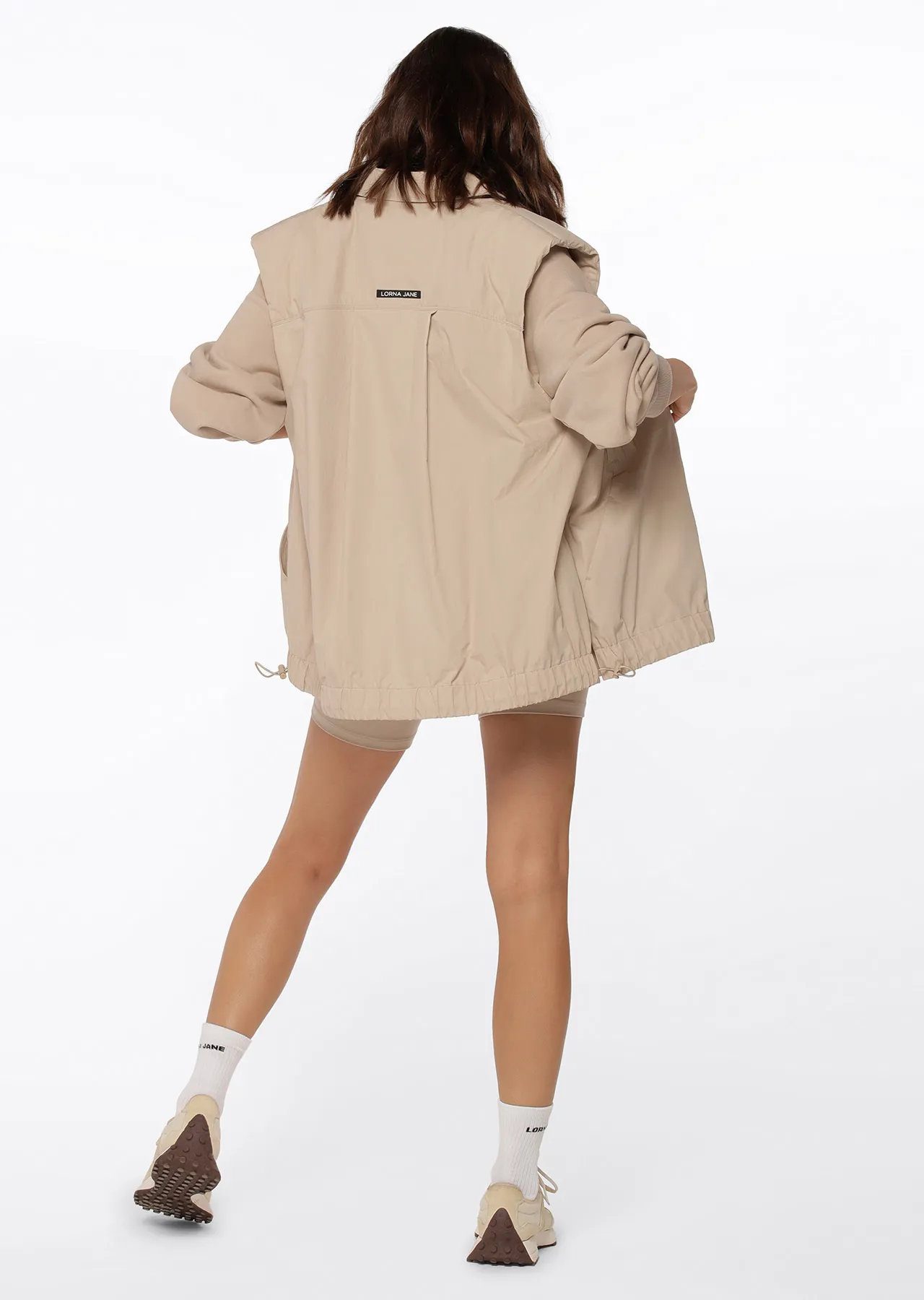 Throw Over Sleeveless Jacket | Beige | Jackets, Hoodies and Sweats | Lorna Jane New Zealand