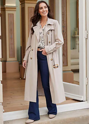 Together Stone Longline Trench Coat | Grattan