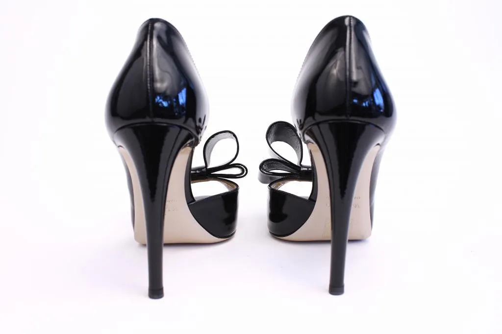 VALENTINO Black Patent Leather Bow Heels w/Box