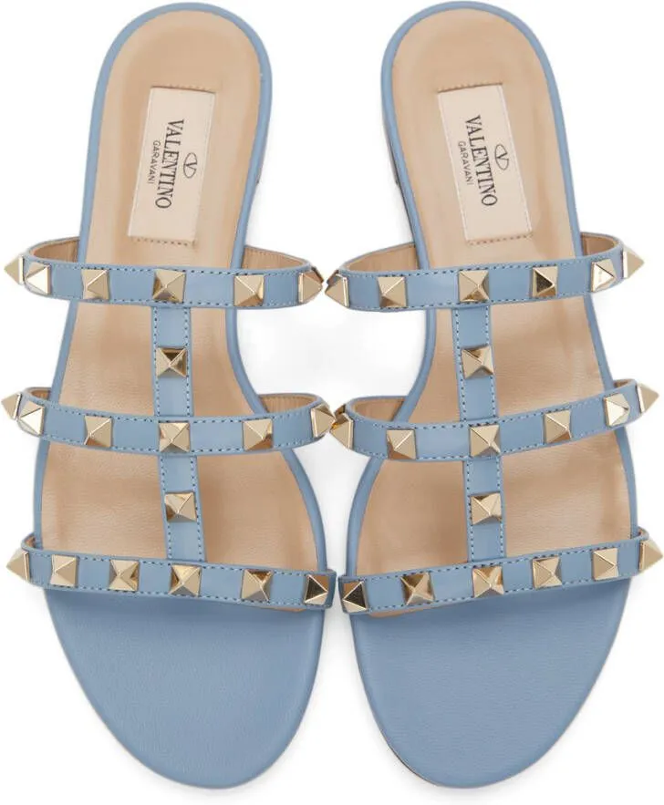 Valentino Garavani Blue Rockstud Cage Sandals