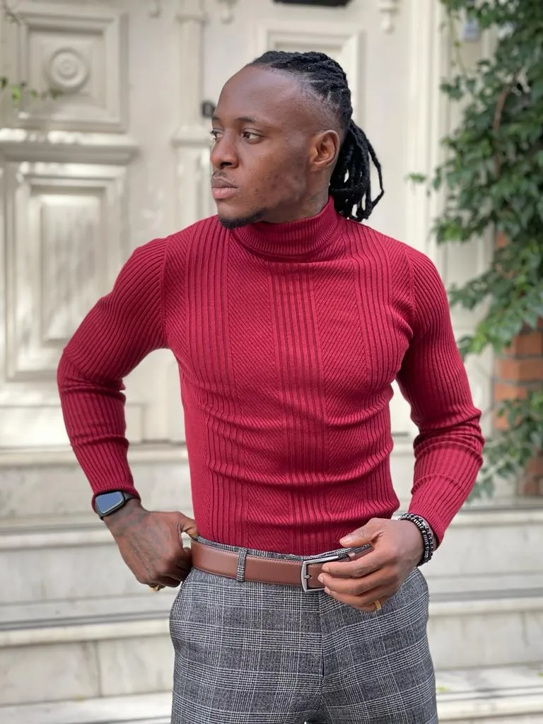 Vince Red Slim Fit Turtleneck Sweater