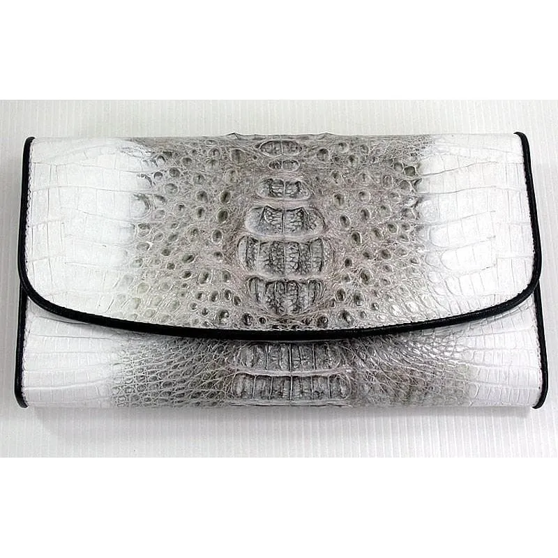 Vintage Ivory Crocodile Long Trifold Wallet