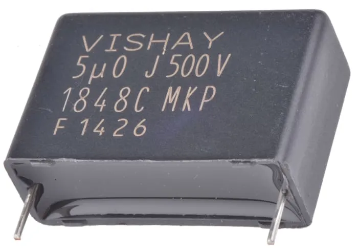 Vishay MKP1848C DC-Link Polypropylene Film Capacitor, 500V dc, ±5%, 5μF, Through Hole