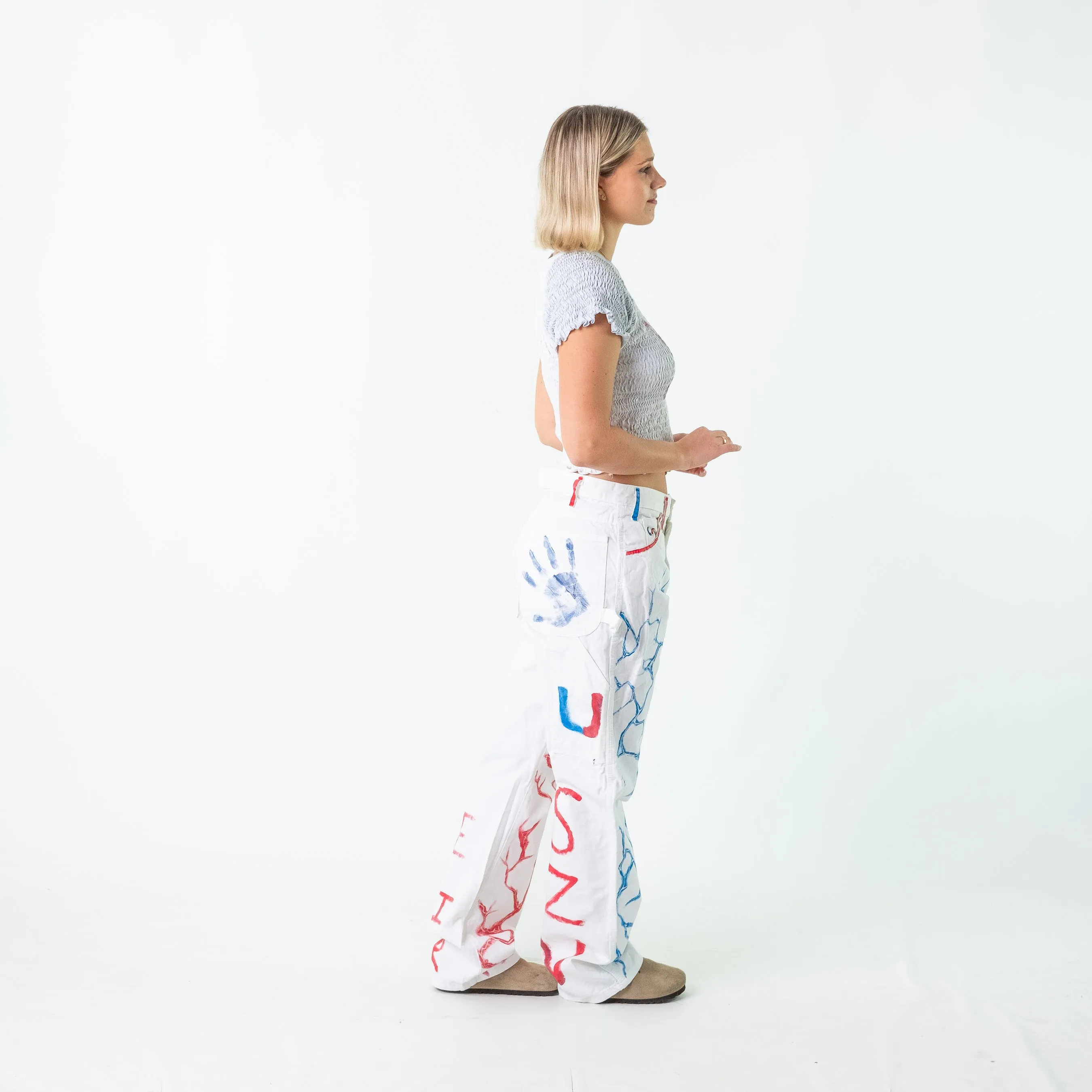 White 90s Dickies Denim Carpenter Jeans Baggy Pants (32x32)