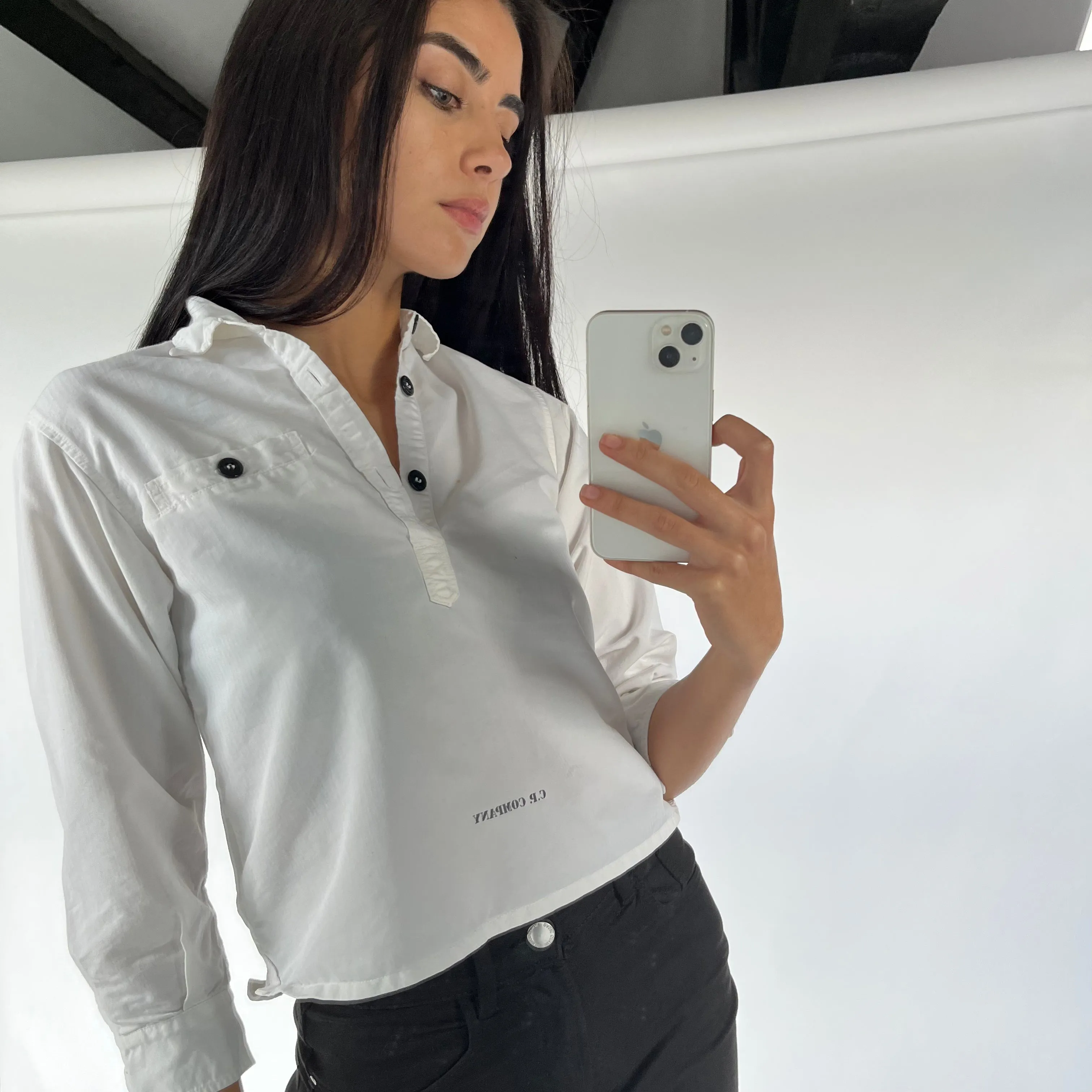 White 90s SS97 CP Company Button T-Shirt (S)