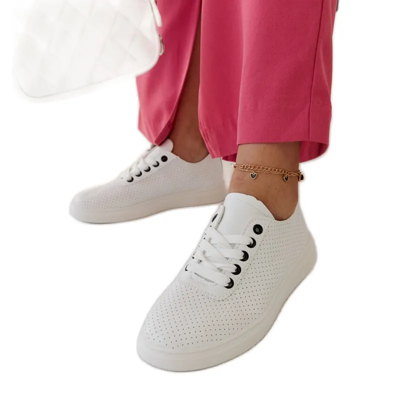 White eco-leather sneakers by Sandrine