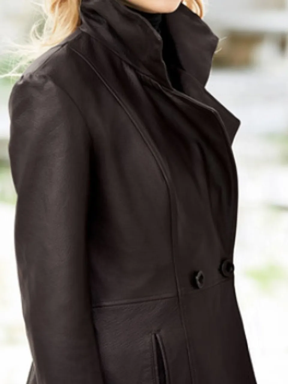 Women Fashion Brown Leather Trench Coat