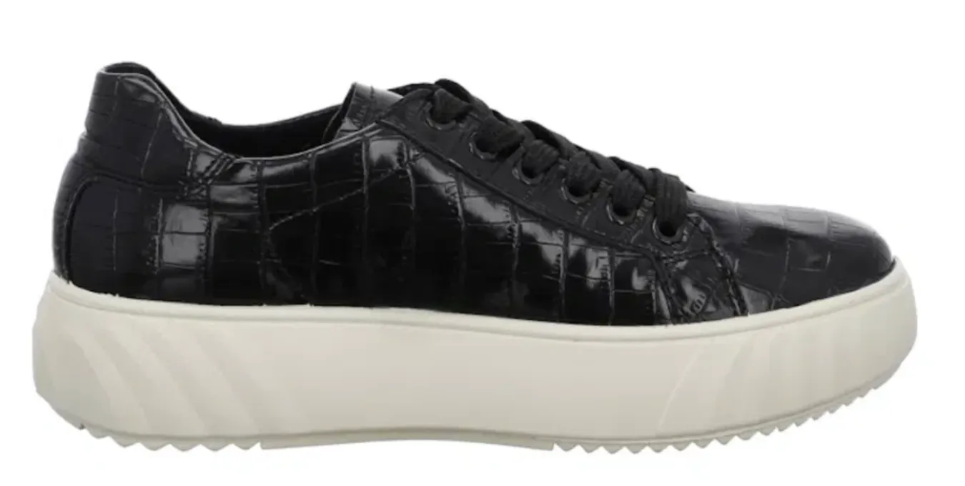 WOMEN'S ARA MIKKY PLATFORM SNEAKER | BLACK CROCO PRINT