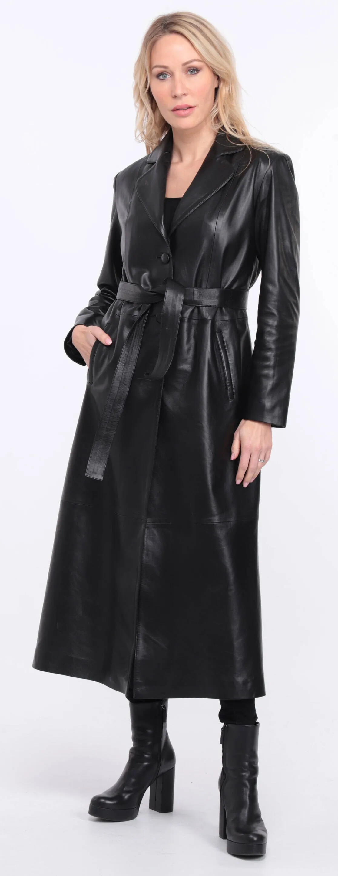 Women's black lambskin leather coat jorda